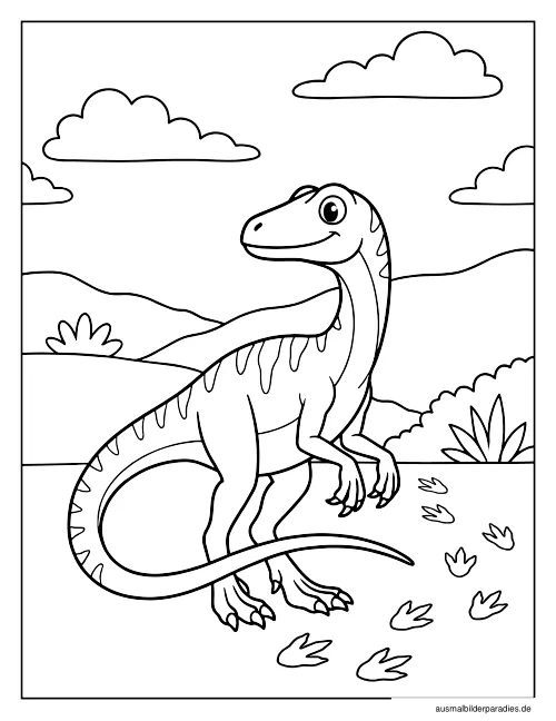 Dinosaurier Ausmalbild 6 als Gratis-PDF Dinosaurier Ausmalbild 6 - kostenlos zum Ausdrucken