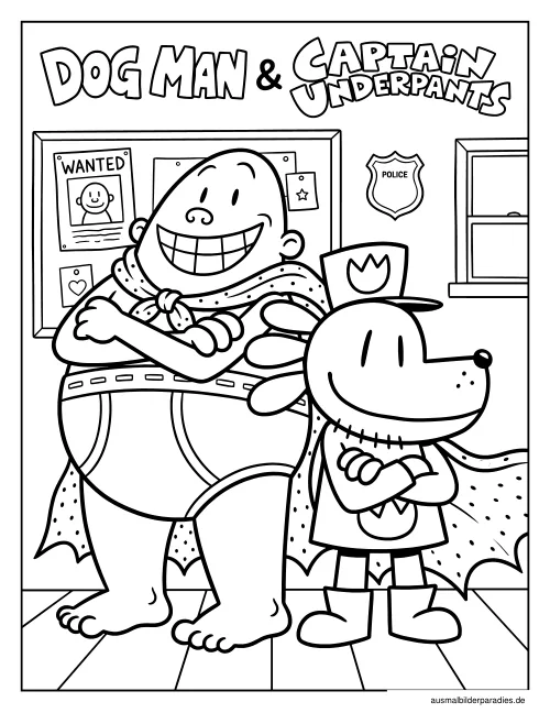 Dog Man Ausmalbilder Dog Man Ausmalbilder kostenlos zum Ausdrucken