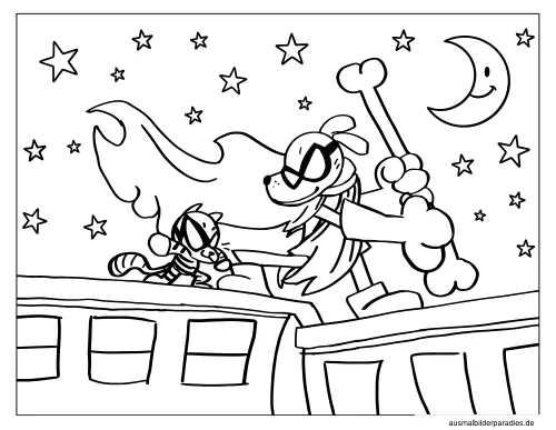 Dog Man Ausmalbild 13 - kostenlos zum Ausdrucken