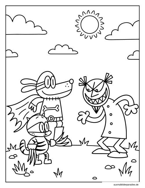 Dog Man Ausmalbild 14 - kostenlos zum Ausdrucken