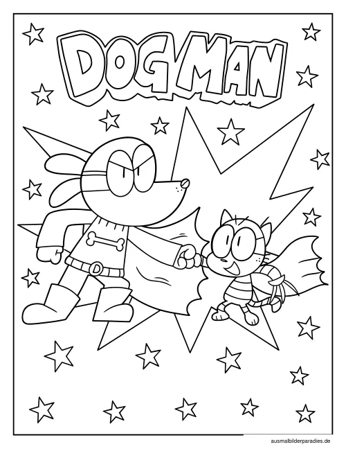 Dog Man Ausmalbild 16 - kostenlos zum Ausdrucken