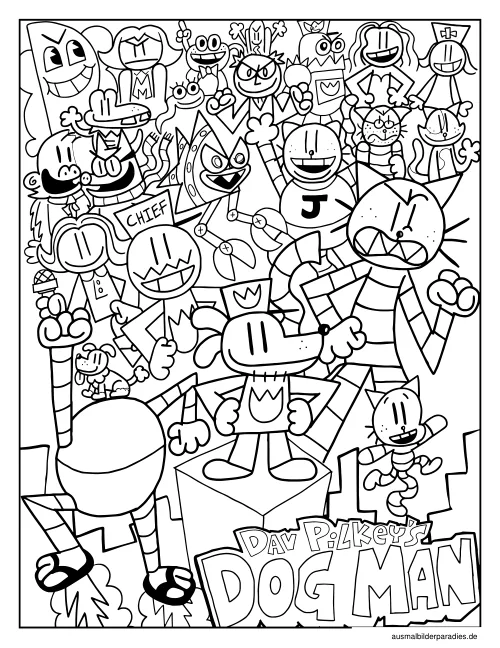 Dog Man Ausmalbild 27 - kostenlos zum Ausdrucken