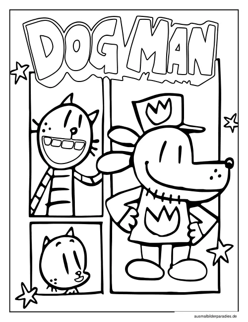 Dog Man Ausmalbild 28 - kostenlos zum Ausdrucken