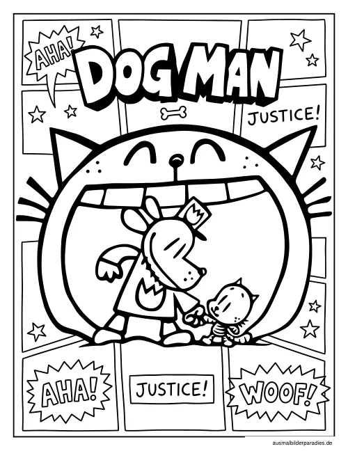 Dog Man Ausmalbild 36 - kostenlos zum Ausdrucken