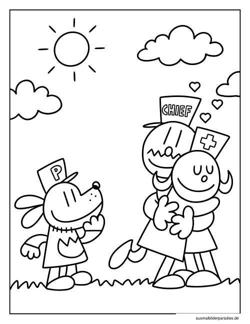 Dog Man Ausmalbild 4 - kostenlos zum Ausdrucken