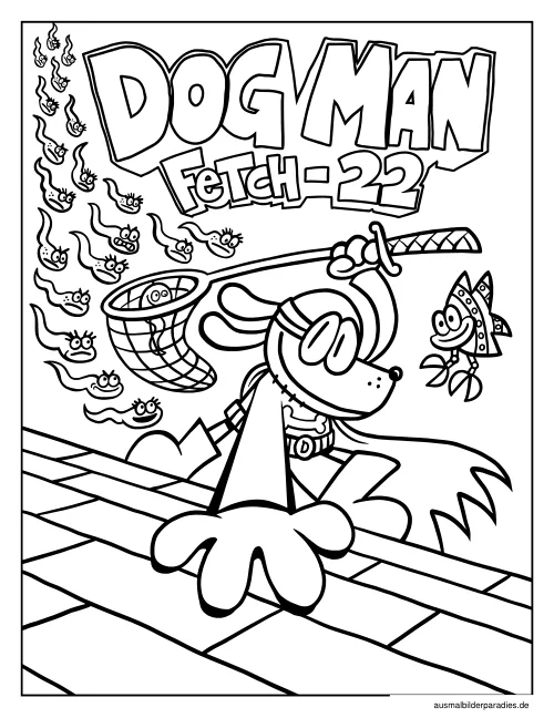 Dog Man Ausmalbild 6 - kostenlos zum Ausdrucken