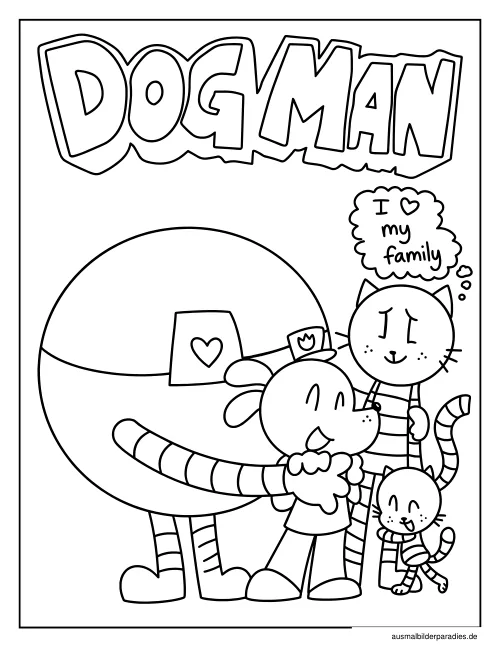 Dog Man Ausmalbild 7 - kostenlos zum Ausdrucken