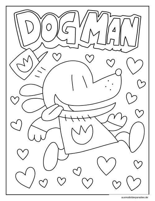 Dog Man Ausmalbild 9 - kostenlos zum Ausdrucken