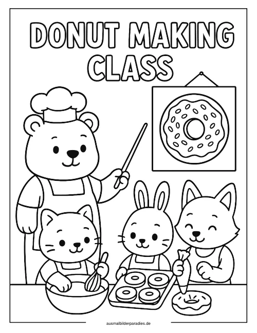 Donut Ausmalbild 13 - kostenlos zum Ausdrucken