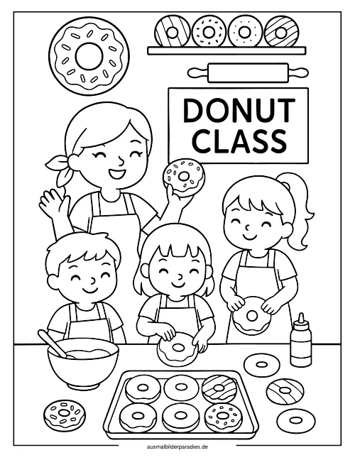 Donut Ausmalbild 16 - kostenlos zum Ausdrucken