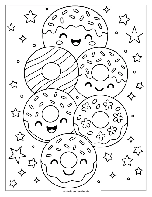 Donut Ausmalbild 19 - kostenlos zum Ausdrucken