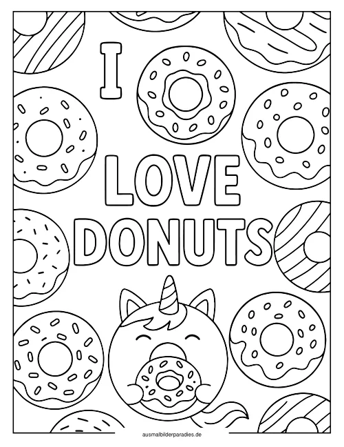 Donut Ausmalbild 21 - kostenlos zum Ausdrucken