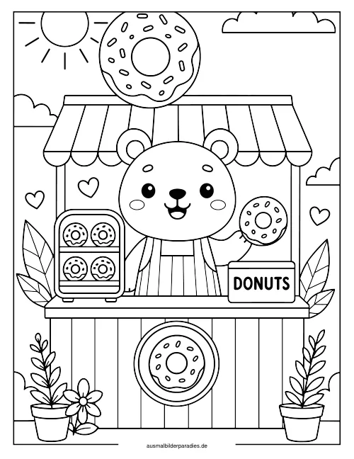Donut Ausmalbild 24 - kostenlos zum Ausdrucken