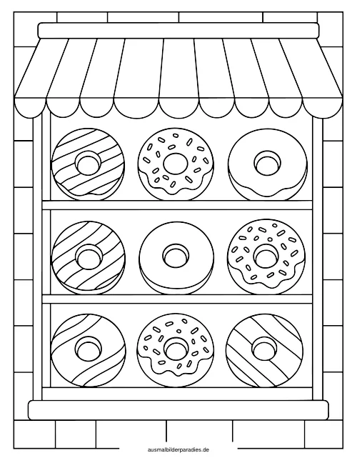 Donut Ausmalbild 28 - kostenlos zum Ausdrucken