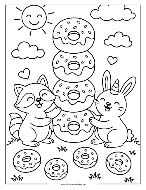 Donut Ausmalbild 36 - kostenlos zum Ausdrucken