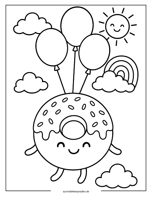 Donut Ausmalbild 9 - kostenlos zum Ausdrucken