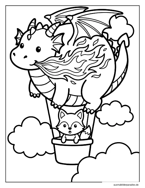Drache Ausmalbild 12 als Gratis-PDF Drache Ausmalbild 12 - kostenlos zum Ausdrucken