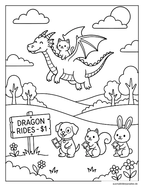 Drache Ausmalbild 14 als Gratis-PDF Drache Ausmalbild 14 - kostenlos zum Ausdrucken