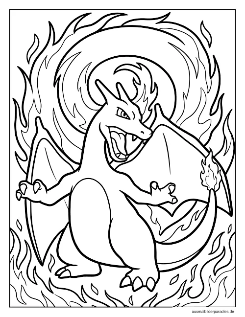 Drache Ausmalbild 2 als Gratis-PDF Drache Ausmalbild 2 - kostenlos zum Ausdrucken