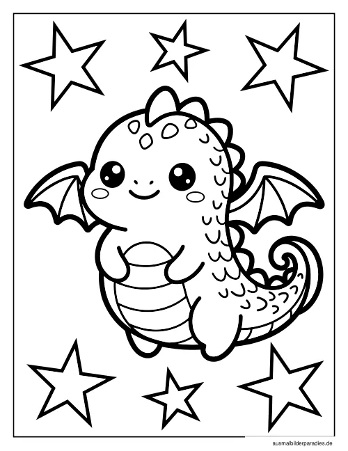 Drache Ausmalbild 7 als Gratis-PDF Drache Ausmalbild 7 - kostenlos zum Ausdrucken