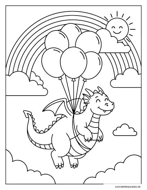 Drache Ausmalbild 8 als Gratis-PDF Drache Ausmalbild 8 - kostenlos zum Ausdrucken