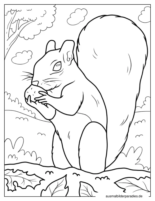 Eichhörnchen Ausmalbild 10 als Gratis-PDF Eichhörnchen Ausmalbild 10 - kostenlos zum Ausdrucken