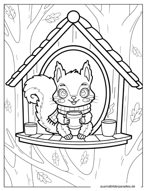 Eichhörnchen Ausmalbild 18 als Gratis-PDF Eichhörnchen Ausmalbild 18 - kostenlos zum Ausdrucken