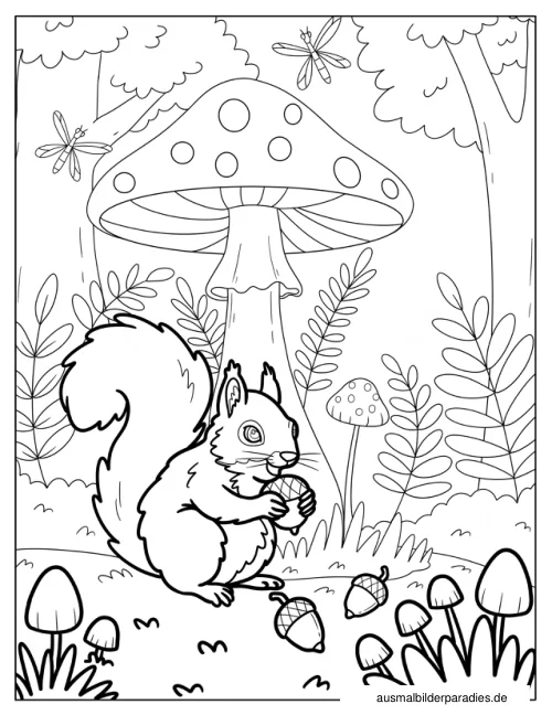 Eichhörnchen Ausmalbild 19 als Gratis-PDF Eichhörnchen Ausmalbild 19 - kostenlos zum Ausdrucken