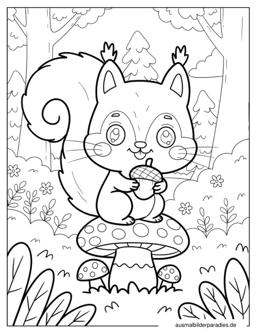 Eichhörnchen Ausmalbild 2 als Gratis-PDF Eichhörnchen Ausmalbild 2 - kostenlos zum Ausdrucken