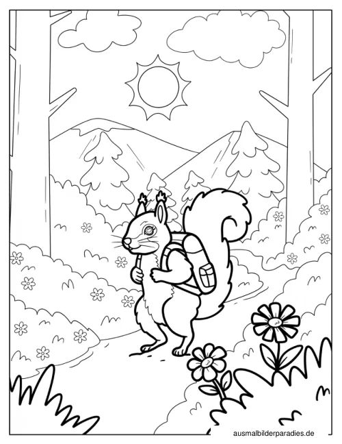 Eichhörnchen Ausmalbild 20 als Gratis-PDF Eichhörnchen Ausmalbild 20 - kostenlos zum Ausdrucken