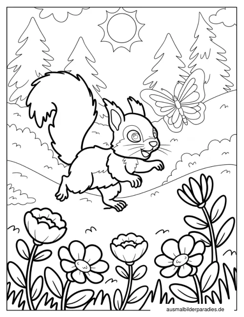 Eichhörnchen Ausmalbild 28 als Gratis-PDF Eichhörnchen Ausmalbild 28 - kostenlos zum Ausdrucken