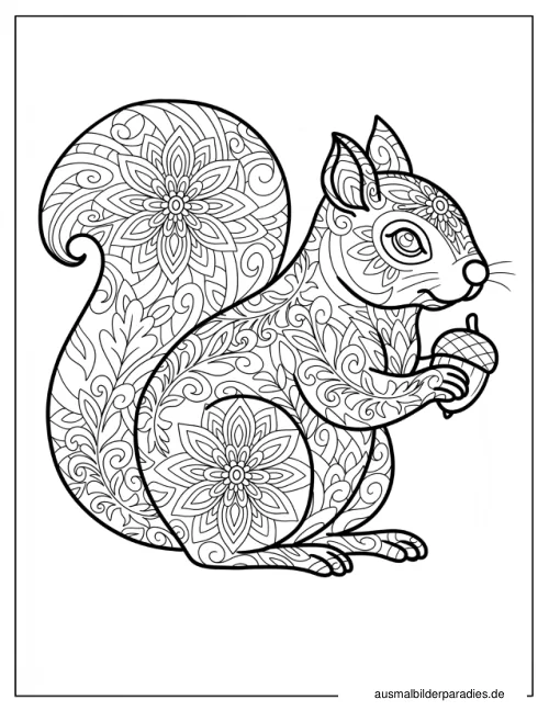 Eichhörnchen Ausmalbild 5 als Gratis-PDF Eichhörnchen Ausmalbild 5 - kostenlos zum Ausdrucken