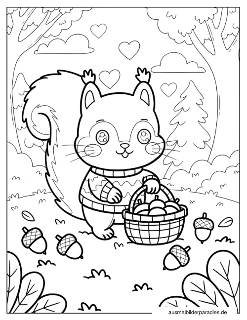 Eichhörnchen Ausmalbild 8 als Gratis-PDF Eichhörnchen Ausmalbild 8 - kostenlos zum Ausdrucken