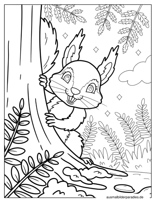 Eichhörnchen Ausmalbild 9 als Gratis-PDF Eichhörnchen Ausmalbild 9 - kostenlos zum Ausdrucken