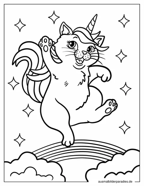 Einhorn-Katze Ausmalbild 10 - kostenlos zum Ausdrucken