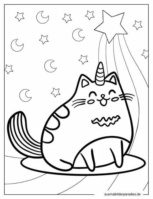 Einhorn-Katze Ausmalbild 12 - kostenlos zum Ausdrucken