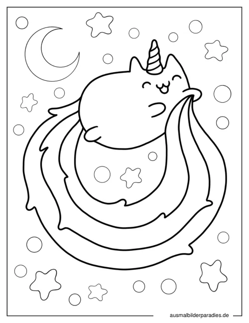 Einhorn-Katze Ausmalbild 14 - kostenlos zum Ausdrucken