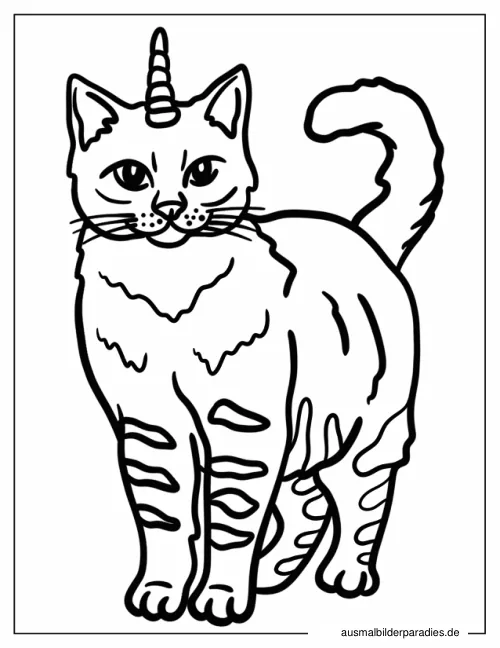 Einhorn-Katze Ausmalbild 15 - kostenlos zum Ausdrucken