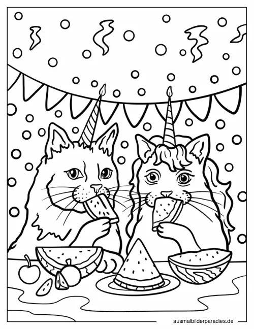 Einhorn-Katze Ausmalbild 20 - kostenlos zum Ausdrucken