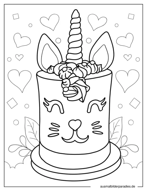 Einhorn-Katze Ausmalbild 21 - kostenlos zum Ausdrucken