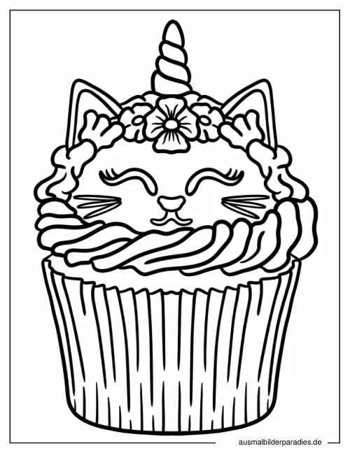 Einhorn-Katze Ausmalbild 22 - kostenlos zum Ausdrucken