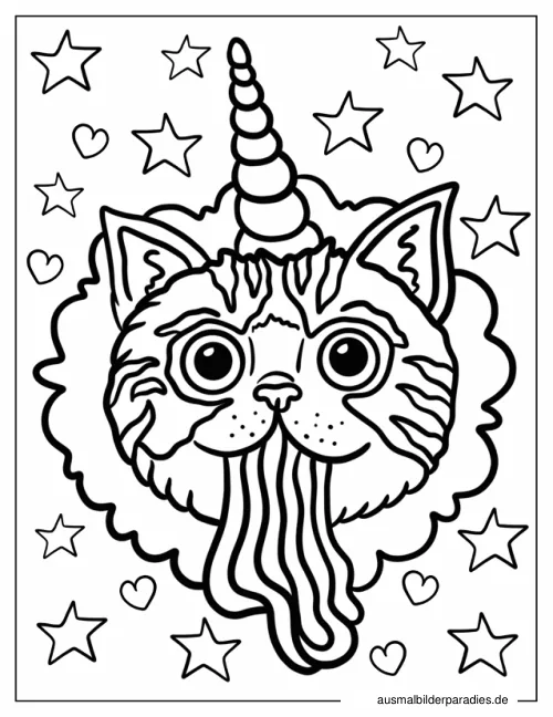 Einhorn-Katze Ausmalbild 24 - kostenlos zum Ausdrucken
