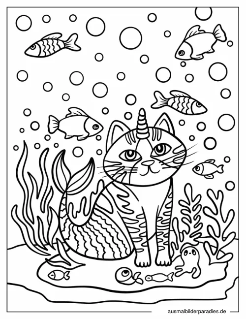 Einhorn-Katze Ausmalbild 26 - kostenlos zum Ausdrucken