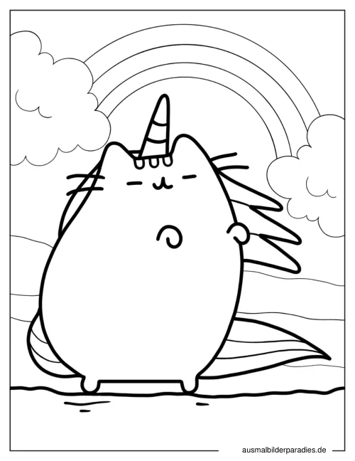 Einhorn-Katze Ausmalbild 4 - kostenlos zum Ausdrucken