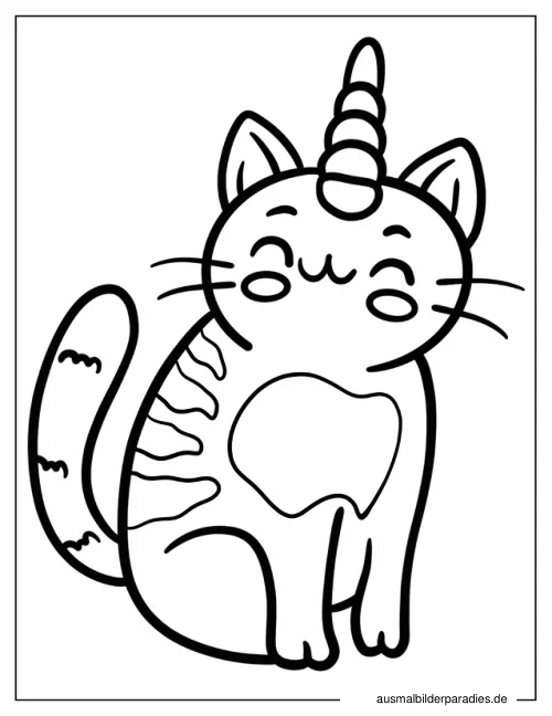 Einhorn-Katze Ausmalbild 5 - kostenlos zum Ausdrucken