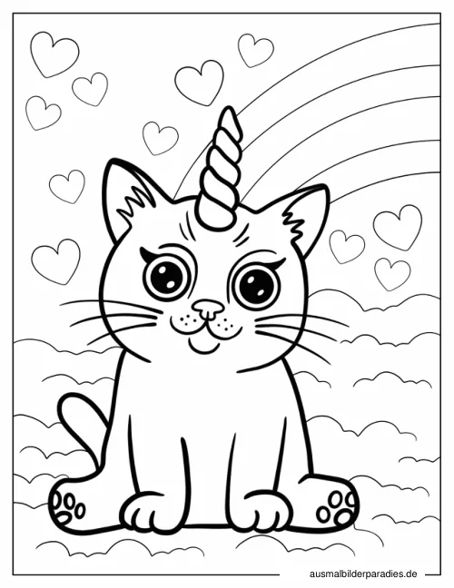 Einhorn-Katze Ausmalbild 6 - kostenlos zum Ausdrucken