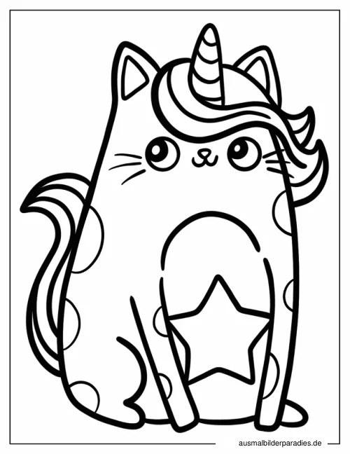 Einhorn-Katze Ausmalbild 7 - kostenlos zum Ausdrucken