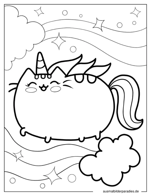 Einhorn-Katze Ausmalbild 8 - kostenlos zum Ausdrucken