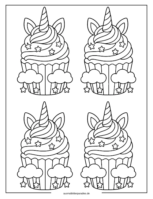 Einhorn Torte Ausmalbild 13 als Gratis-PDF Einhorn Torte Ausmalbild 13 - kostenlos zum Ausdrucken