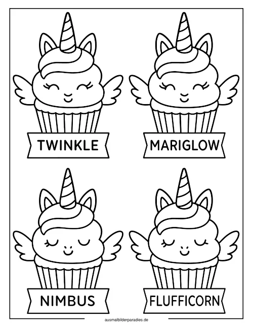 Einhorn Torte Ausmalbild 14 als Gratis-PDF Einhorn Torte Ausmalbild 14 - kostenlos zum Ausdrucken